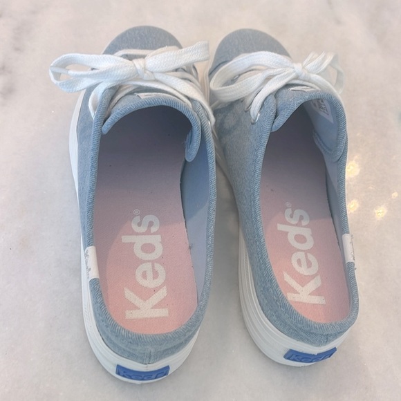 Keds Light Blue Denim Triple Kick Mule Slip On Women's Size 6 Sneaker Platform - Picture 6 of 12